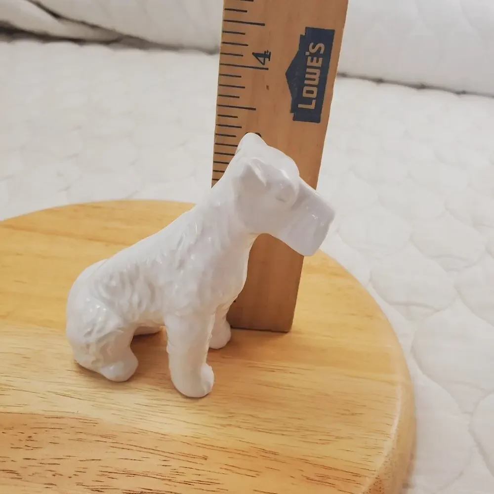 Vintage Sitting Miniature Schauzer Pup Dog Porcelain Figurine Shelf Sitter
